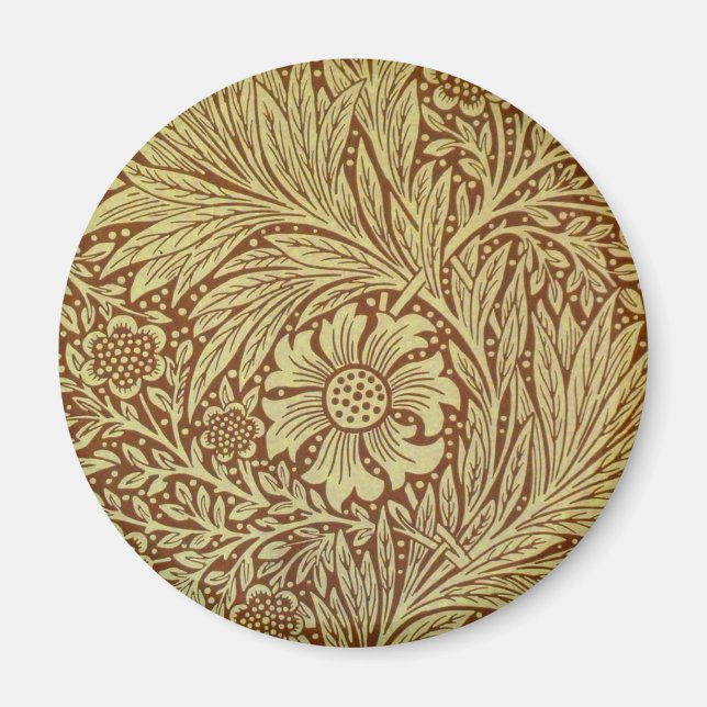 Imã Padrão de Flor Antiga Marigold de William Morris (Frente)