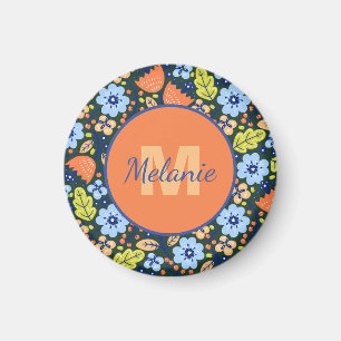 Imã Padrão de Flor Bonita Colorida Moderna Personaliza
