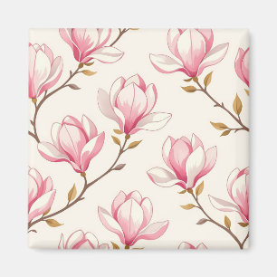 Imã Padrão de Flor de Magnólia Rosa
