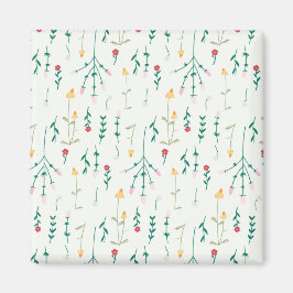 Imã Padrão de Flor Primavera Floral Quadrada