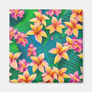 Imã Padrão de Flor Tropical do Havaí