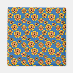 Imã Padrão de Flores de Laranja Amarelo