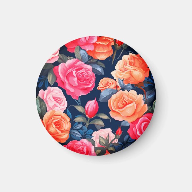 Imã Padrão de Flores de rosa florescente- 80037 (Frente)