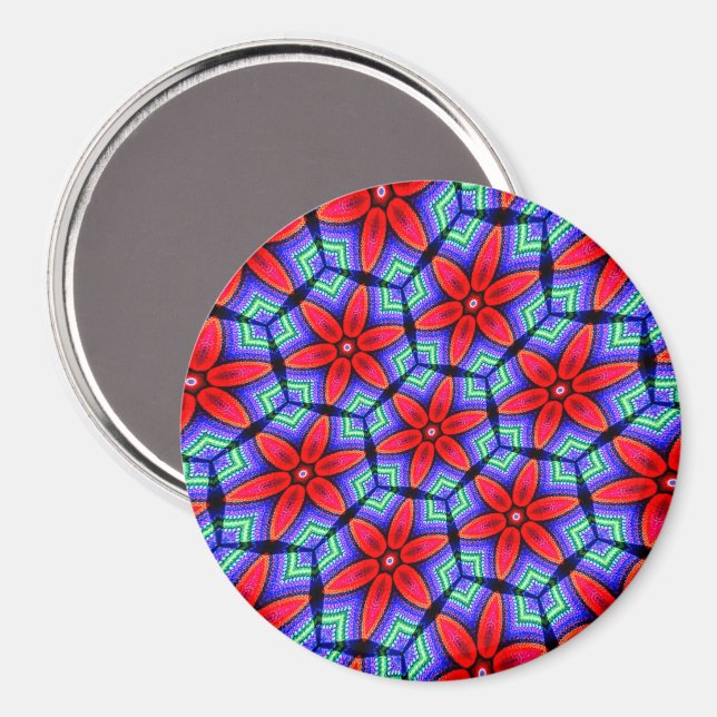 Imã Padrão de Flores de Tecidos Vermelhos (Front/Back)