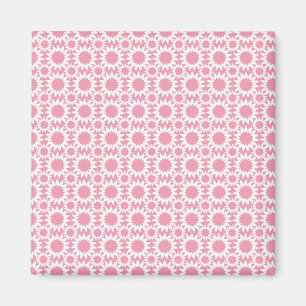 Imã Padrão de Flores Estrela Fofas Rosa e Branco