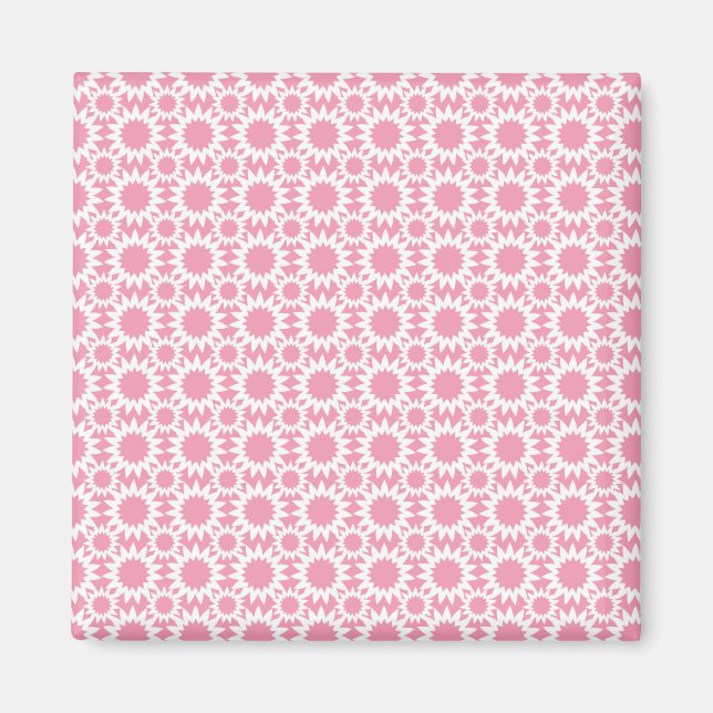 Imã Padrão de Flores Estrela Fofas Rosa e Branco (Frente)