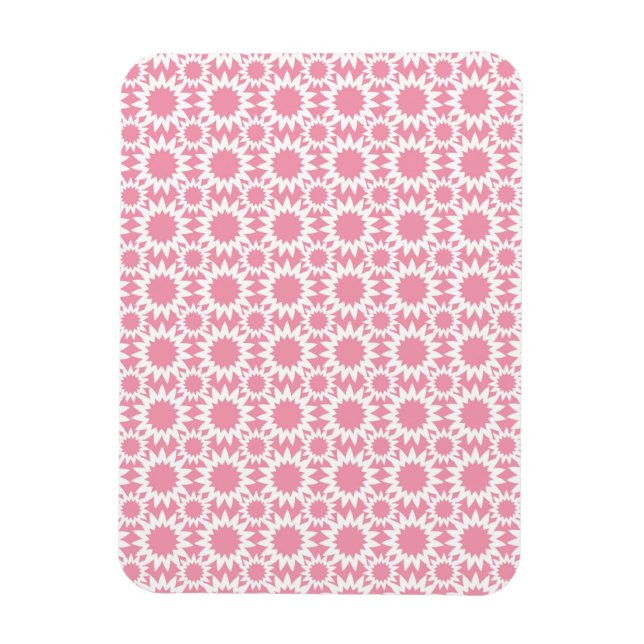 Ímã Padrão de Flores Estrela Fofas Rosa e Branco (Vertical)