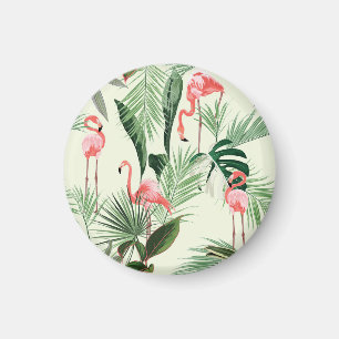 Imã Padrão de Flores Exóticas Flamingo Rosa