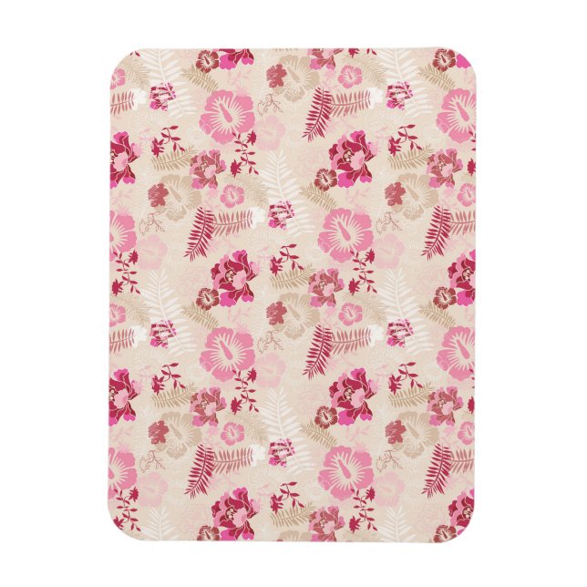 Ímã Padrão de flores modernas cor-de-rosa fofo (Vertical)