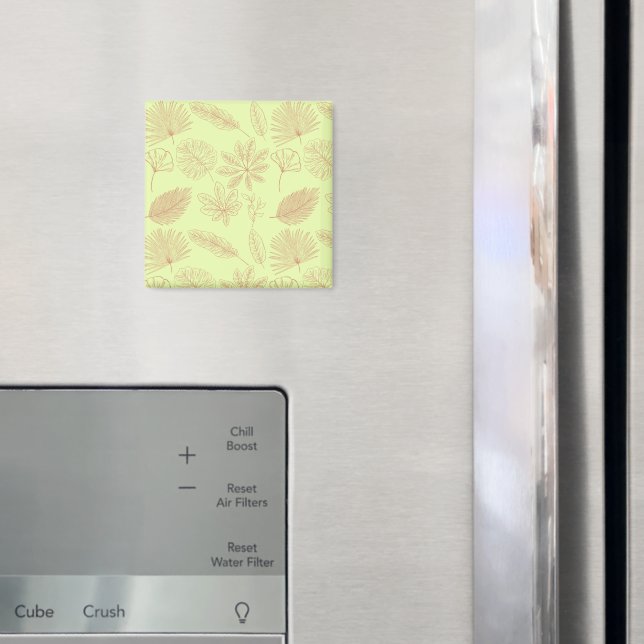 Imã Padrão de Folhas Verde Pastel e Bege  (In Situ (Fridge))