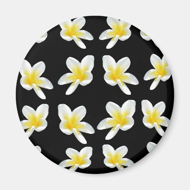 Imã Padrão De Frangipani Amarelo E Preto, (Frente)
