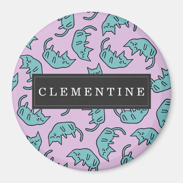 Imã Padrão de Gatinho pacífico com nome próprio (Frente)