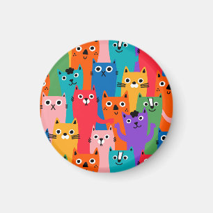 Imã Padrão de gatos coloridos