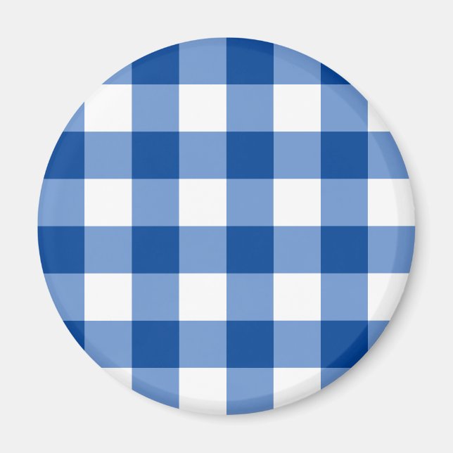 Imã Padrão de gingham azul (Frente)