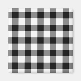 Imã Padrão de Gingham Preto e Branco