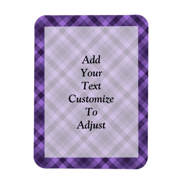 Ímã Padrão de gingham roxo (Vertical)