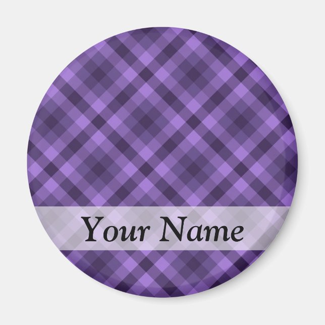 Imã Padrão de gingham roxo (Frente)