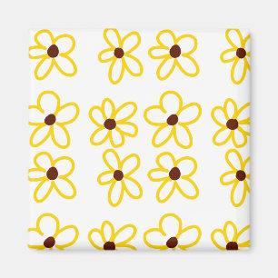 Imã Padrão de girassol castanho-amarelo ventre floral