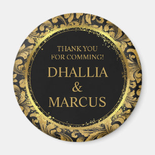 Imã Padrão De Gótico Preto E Dourado