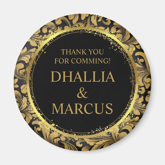 Imã Padrão De Gótico Preto E Dourado (Frente)