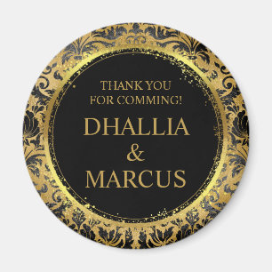 Imã Padrão De Gótico Preto E Dourado