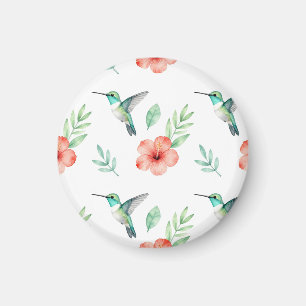 Imã Padrão de Hibisco Beija-flor Turquesa