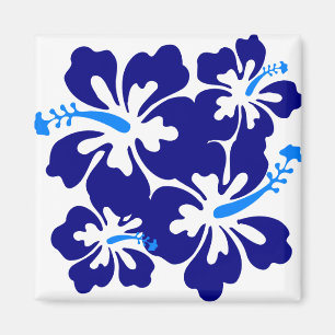 Imã Padrão de Hibiscus Azul