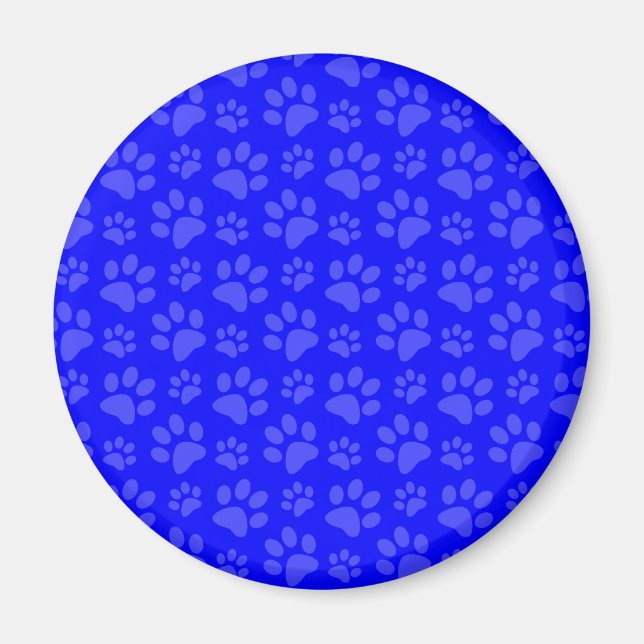 Imã Padrão de impressão de pata azul neon (Frente)