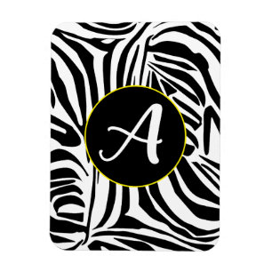 Ímã Padrão de impressão de zebra preto e branco em neg