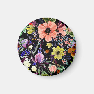 Imã Padrão de Jardim Sem Costura Floral de Aquarela