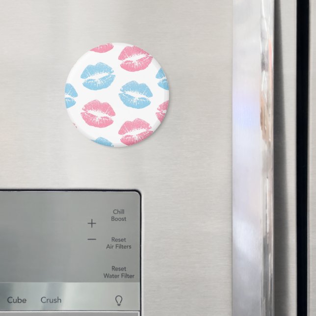 Imã Padrão de Lábios Azul e Rosa, Batom, Beijo (In Situ (Fridge))