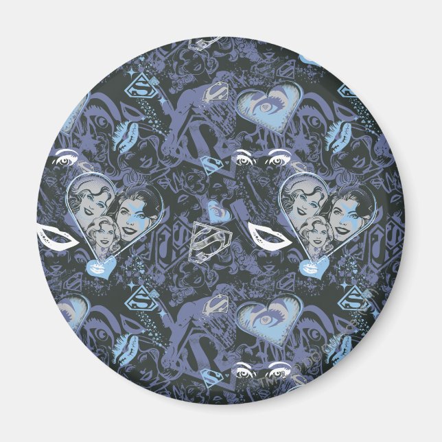 Imã Padrão de Lábios e Corações de Supermenina (Frente)