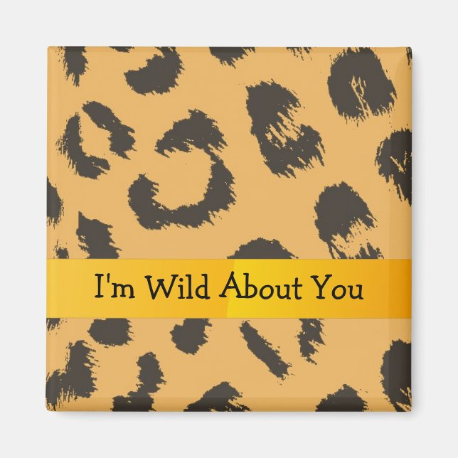Imã Padrão de leopardo com frase fofa (Frente)