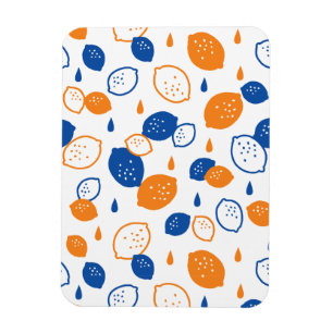 Ímã Padrão de limão azul e laranja, com Frutas empinad