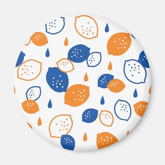 Imã Padrão de limão azul e laranja, com Frutas empinad (Frente)