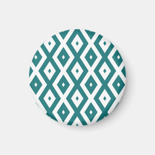 Imã Padrão de losango branco e teal