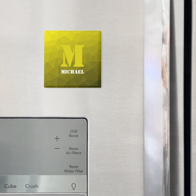 Imã Padrão de malha geométrica amarela Monograma (In Situ (Fridge))