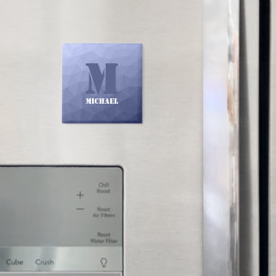 Imã Padrão de malha geométrica azul da cinza Monograma