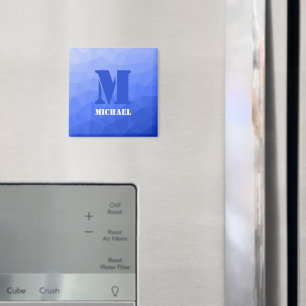 Imã Padrão de malha geométrica azul escuro Monograma