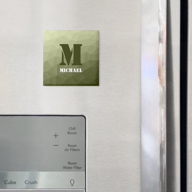 Imã Padrão de malha geométrica verde-clara do exército (In Situ (Fridge))