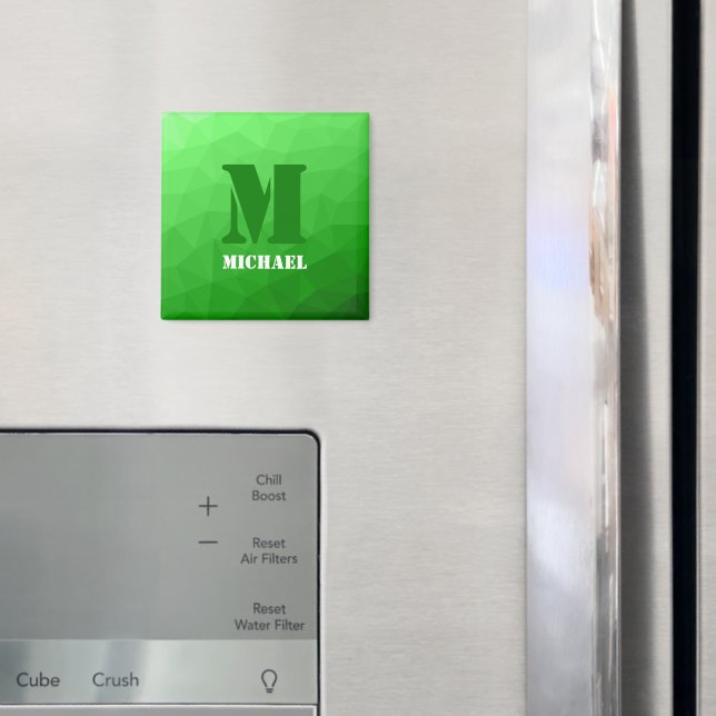 Imã Padrão de malha geométrica verde claro Monograma (In Situ (Fridge))