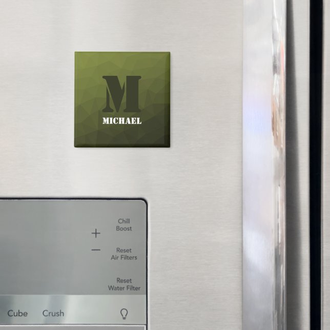 Imã Padrão de malha geométrica verde do exército escur (In Situ (Fridge))
