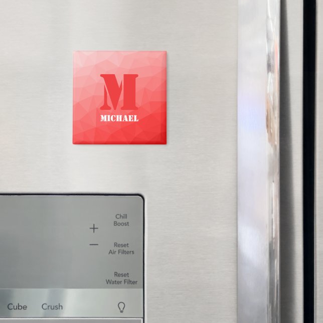 Imã Padrão de malha geométrica vermelha Monograma (In Situ (Fridge))