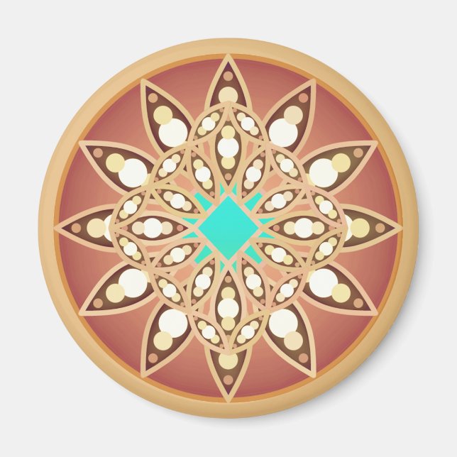 Imã Padrão de mandala em caramelo e chocolate (Frente)