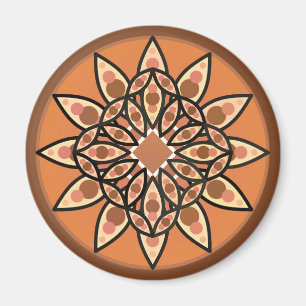 Imã Padrão de mandala em chocolate, terracota e ferru