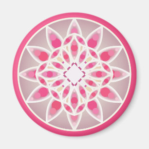 Imã Padrão de Mandala em rosa quente, branco e cinza