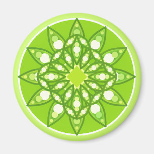 Imã Padrão de Mandala em tons de verde limão