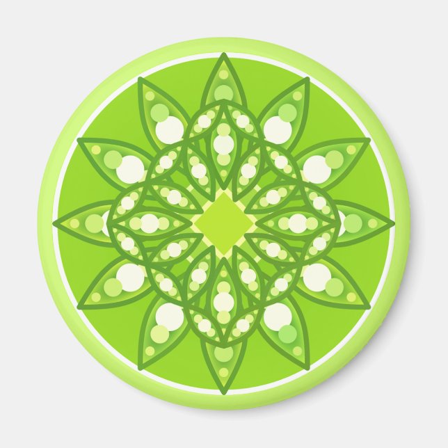 Imã Padrão de Mandala em tons de verde limão (Frente)