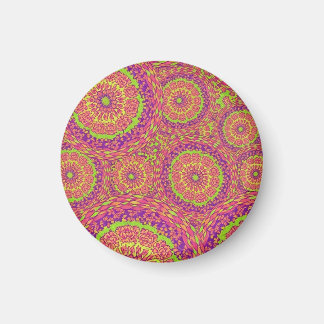 Imã Padrão de Mandala Neon Psicodélico em Espiral