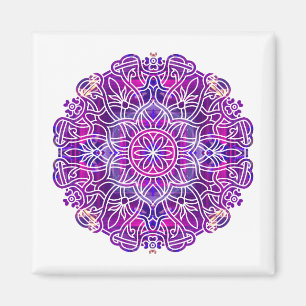 Imã Padrão de Mandala rosa e roxo